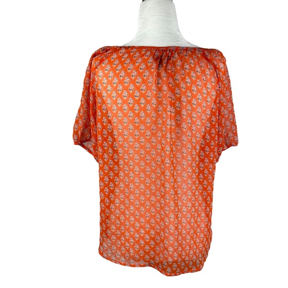 Gap Orange Peasant Blouse with Tie Size Small - Picture 2 of 9
